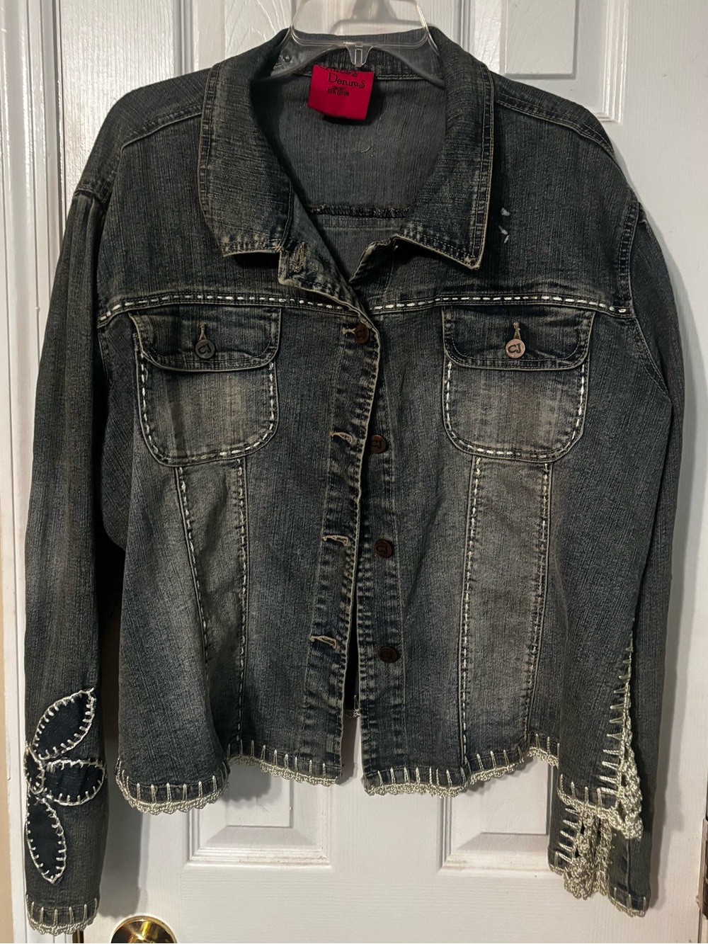 Carol's Denim Stone Washed Denim Jacket with Contrast Stitching